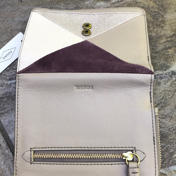 Fossil Wallet silver/white/grey/mauve Leather NWT - Picture 7 of 8